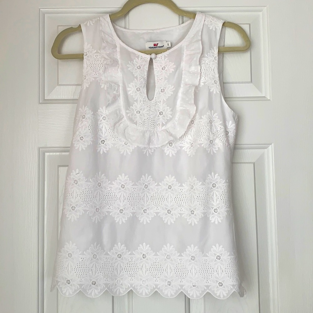 Vineyard Vines White Sleeveless Blouse